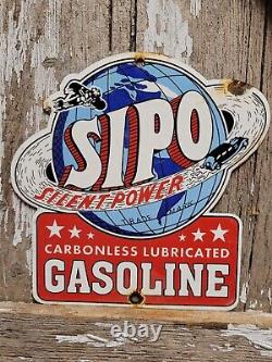 Vintage Sipo Porcelain Sign Oil Lubricated Carbonless Gasoline Station Service