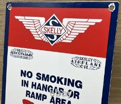 Vintage Skelly Motor Oil Porcelain Sign Aviation Gasoline Gas Station No Smoking