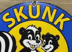 Vintage Skunk Oil Porcelain Sign Heavy Duty Dealership Gas Station Motor Oil