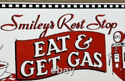 Vintage Smiley's Rest Stop Porcelain Sign Gas Station Diner Route 66 Restaurant