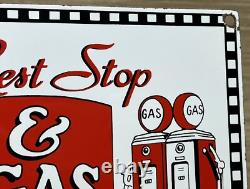 Vintage Smiley's Rest Stop Porcelain Sign Gas Station Diner Route 66 Restaurant