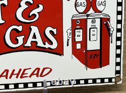 Vintage Smiley's Rest Stop Porcelain Sign Gas Station Diner Route 66 Restaurant