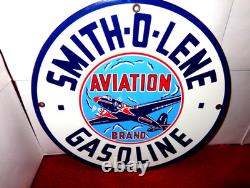 Vintage Smith-o-lene Aviation? Airplane Gasoline 11 3/4 Porcelain Metal Sign