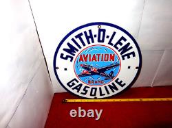 Vintage Smith-o-lene Aviation? Airplane Gasoline 11 3/4 Porcelain Metal Sign