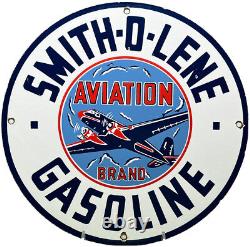 Vintage Smitholine Gasoline Porcelain Sign Gas Station Pump Plate Motor Oil