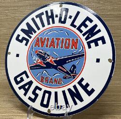 Vintage Smitholine Gasoline Porcelain Sign Gas Station Pump Plate Motor Oil