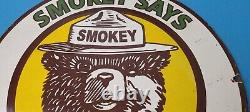 Vintage Smokey Bear Porcelain Forest Fires Service Prevention Service Pump Sign