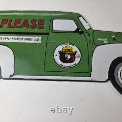 Vintage Smokey Bear Sign Prevent Fires Service Truck Pump Porcelain Sign