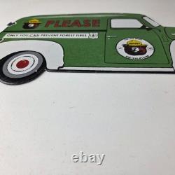 Vintage Smokey Bear Sign Prevent Fires Service Truck Pump Porcelain Sign