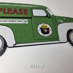 Vintage Smokey Bear Sign Prevent Fires Service Truck Pump Porcelain Sign