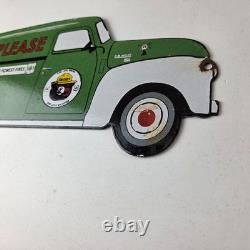 Vintage Smokey Bear Sign Prevent Fires Service Truck Pump Porcelain Sign