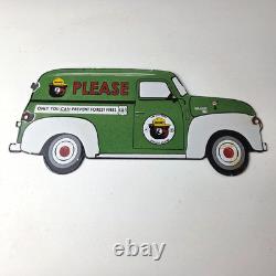 Vintage Smokey Bear Sign Prevent Fires Service Truck Pump Porcelain Sign