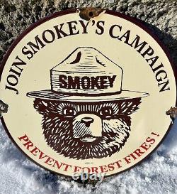 Vintage Smokey Bear Sign Prevent Wildfires Prevention Gas Porcelain Sign