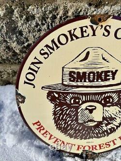 Vintage Smokey Bear Sign Prevent Wildfires Prevention Gas Porcelain Sign