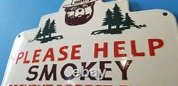 Vintage Smokey The Bear Porcelain National Park Entrance Forest Service Sign