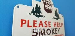 Vintage Smokey The Bear Porcelain National Park Entrance Forest Service Sign