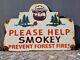 Vintage Smokey The Bear Porcelain Sign 1956 National Park Forest Service Ranger