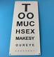 Vintage Snellen Chart Sign Eye Doctor Exam Man Cave Gas Porcelain Sex Sign