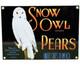 Vintage Snow Owl Pears Porcelain Sign Grocery Store Yakima Washington Fruit