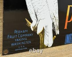 Vintage Snow Owl Pears Porcelain Sign Grocery Store Yakima Washington Fruit