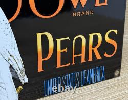 Vintage Snow Owl Pears Porcelain Sign Grocery Store Yakima Washington Fruit