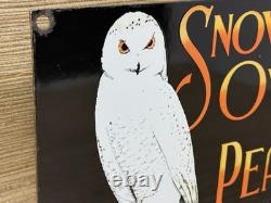 Vintage Snow Owl Pears Porcelain Sign Grocery Store Yakima Washington Fruit