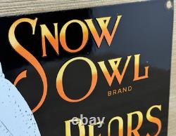 Vintage Snow Owl Pears Porcelain Sign Grocery Store Yakima Washington Fruit