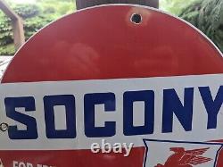 Vintage Socony Mobilgas Porcelain Gas Pump Sign Mobil Mobiloil 12