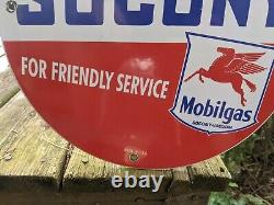 Vintage Socony Mobilgas Porcelain Gas Pump Sign Mobil Mobiloil 12