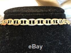 Vintage Solid 14k Gold Bracelet Mariner Chain Italy Designer Signed Aurafin 4