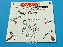 Vintage Sonic Porcelain Fast Food Beverage Hamburgers Restaurant Drive-in Sign