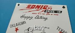 Vintage Sonic Porcelain Fast Food Beverage Hamburgers Restaurant Drive-in Sign