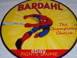 Vintage Spiderman Tv Show & Bardahl Gasoline Movie 12 Porcelain Metal Oil Sign