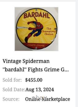 Vintage Spiderman Tv Show & Bardahl Gasoline Movie 12 Porcelain Metal Oil Sign