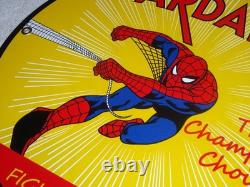Vintage Spiderman Tv Show & Bardahl Gasoline Movie 12 Porcelain Metal Oil Sign