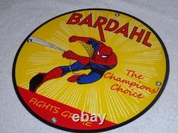 Vintage Spiderman Tv Show & Bardahl Gasoline Movie 12 Porcelain Metal Oil Sign
