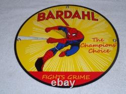 Vintage Spiderman Tv Show & Bardahl Gasoline Movie 12 Porcelain Metal Oil Sign