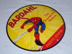 Vintage Spiderman Tv Show & Bardahl Gasoline Movie 12 Porcelain Metal Oil Sign
