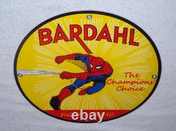 Vintage Spiderman Tv Show & Bardahl Gasoline Movie 12 Porcelain Metal Oil Sign