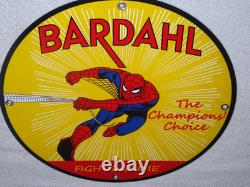 Vintage Spiderman Tv Show & Bardahl Gasoline Movie 12 Porcelain Metal Oil Sign