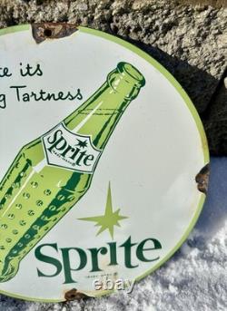 Vintage Sprite Porcelain Sign Gas Pump Plate Sign Shop Soda Bottles Sign