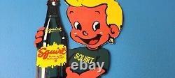 Vintage Squirt Boy Sign Soda Gas Pump Wall Service Sales Porcelain Sign