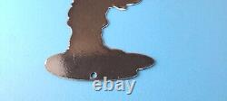 Vintage Squirt Boy Sign Soda Gas Pump Wall Service Sales Porcelain Sign