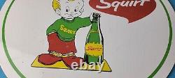 Vintage Squirt Porcelain Gas Soda Beverage Bottles General Store Pump Plate Sign