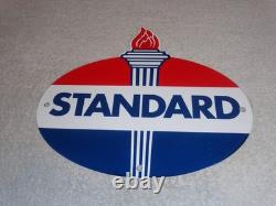 Vintage Standard Gas Torch & Flame 11 3/4 Porcelain Metal Gasoline & Oil Sign