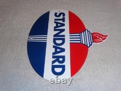 Vintage Standard Gas Torch & Flame 11 3/4 Porcelain Metal Gasoline & Oil Sign