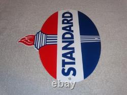 Vintage Standard Gas Torch & Flame 11 3/4 Porcelain Metal Gasoline & Oil Sign