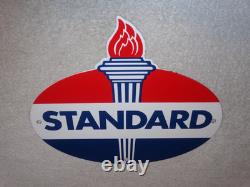 Vintage Standard Gas Torch & Flame 11 3/4 Porcelain Metal Gasoline & Oil Sign