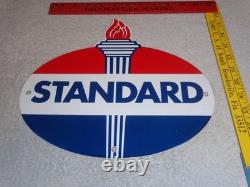 Vintage Standard Gas Torch & Flame 11 3/4 Porcelain Metal Gasoline & Oil Sign