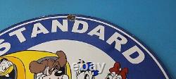Vintage Standard Gasoline Porcelain Donald Duck Walt Disney Service Gas Sign